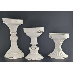 Rustic Tin Pillar Candle Holders Set of 3 Rustic Farmhouse Boho Home Decor